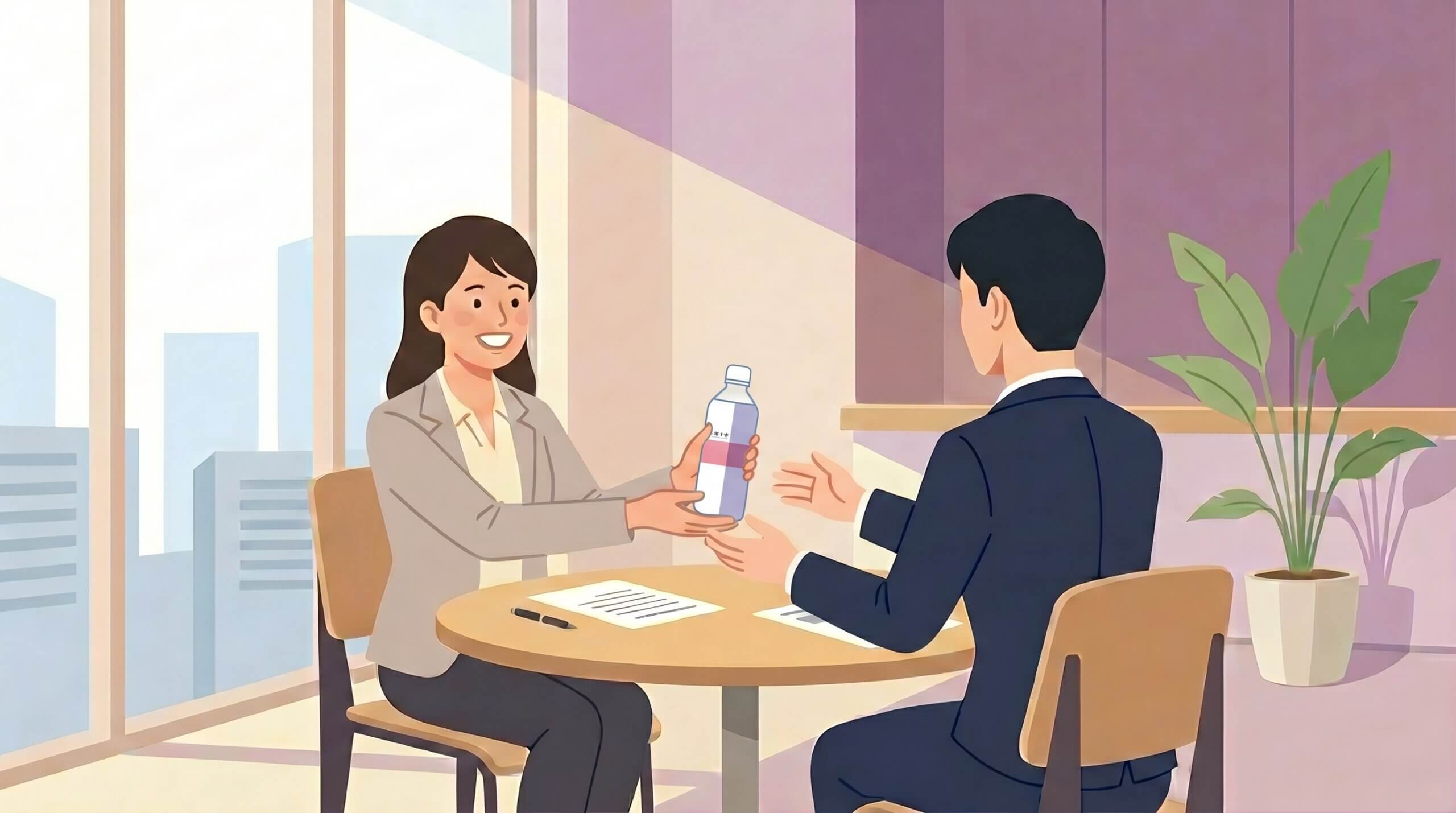 桜十字の社員とお客様が談笑している様子